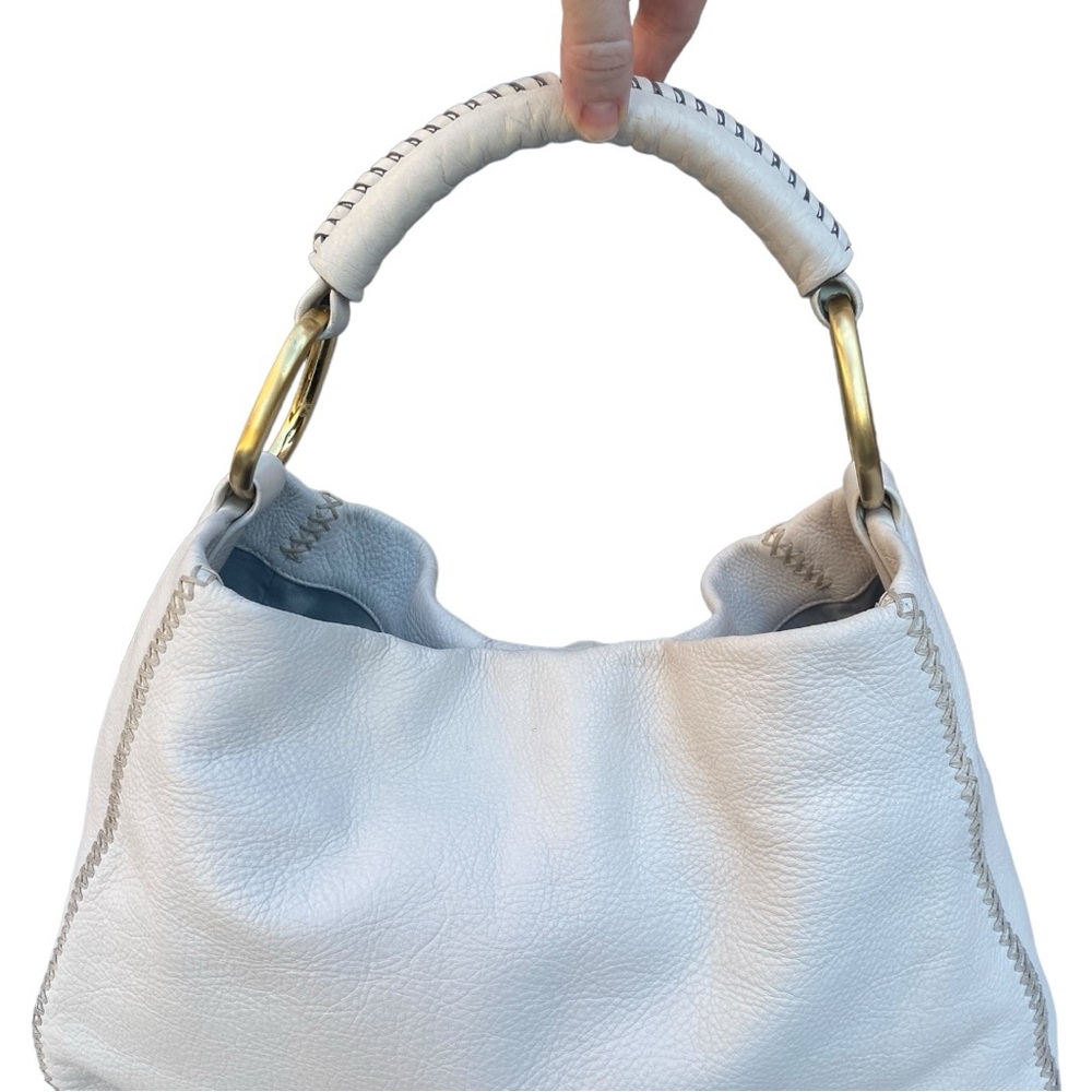 Sazaby tote/shoulder bag ivory with gold colored details